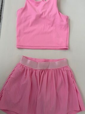 all in motion Pink Ribbed Tank and Pleated Skirt Matching Set